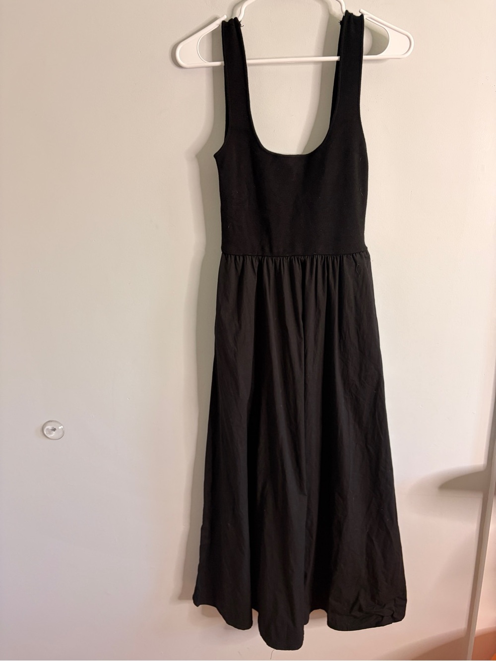 All Row Classic Black Midi Dress Scoop Neck Pockets Small